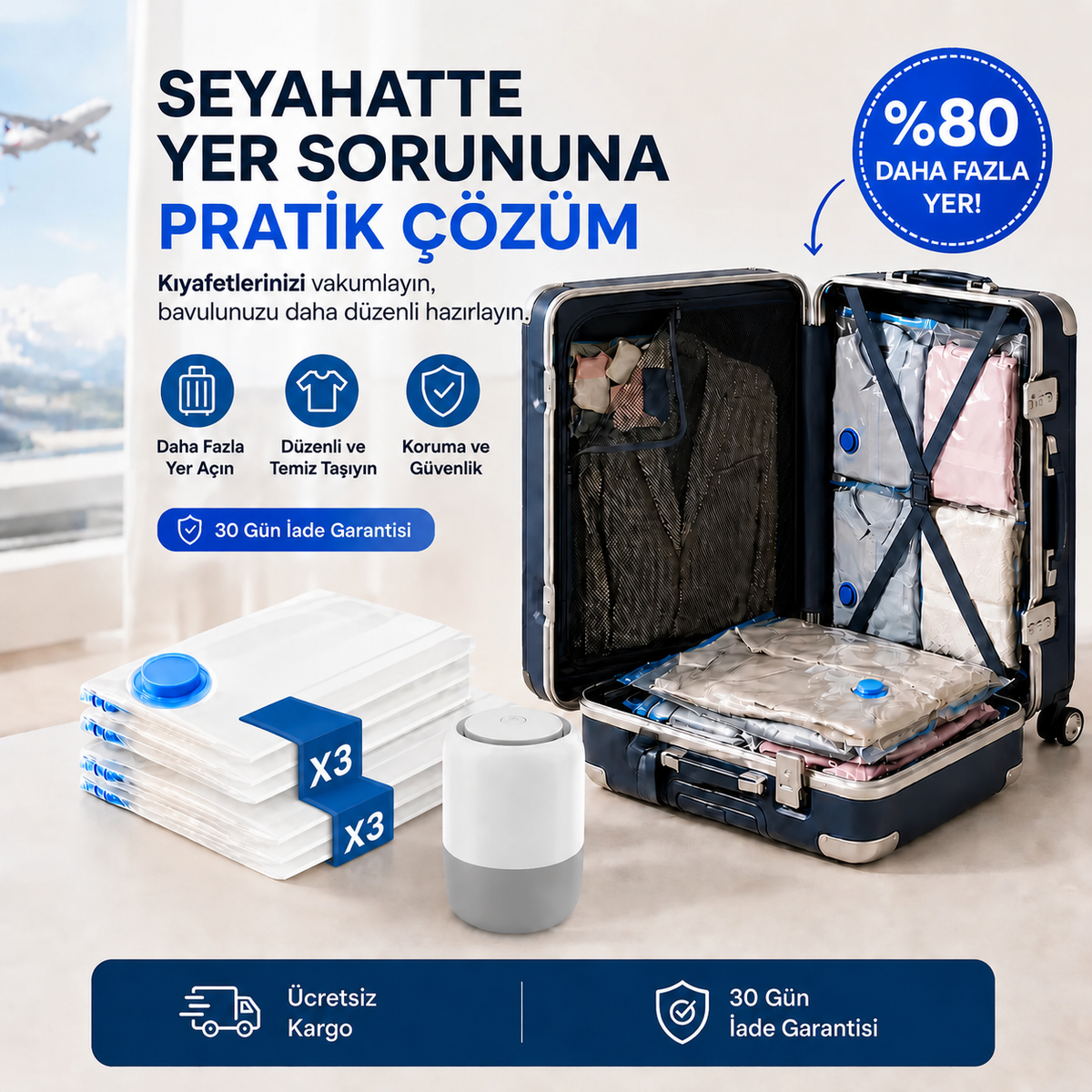 Vakum torbası öncesi sonrası karşılaştırma
