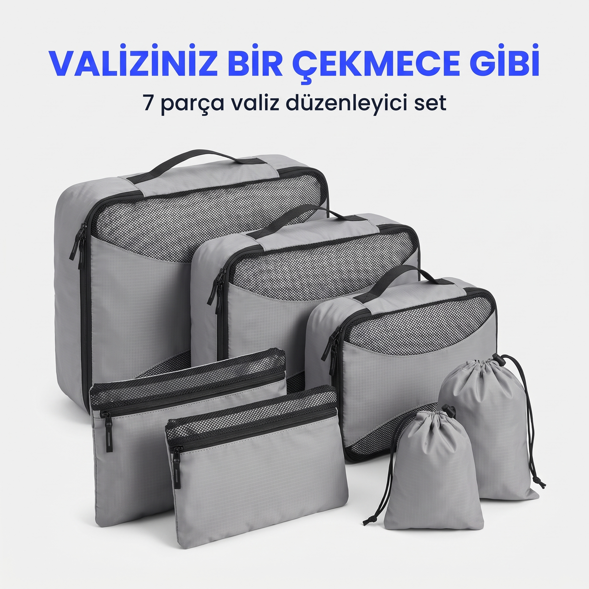 Travelly 7 parça valiz düzenleyici set bavul içi organizer