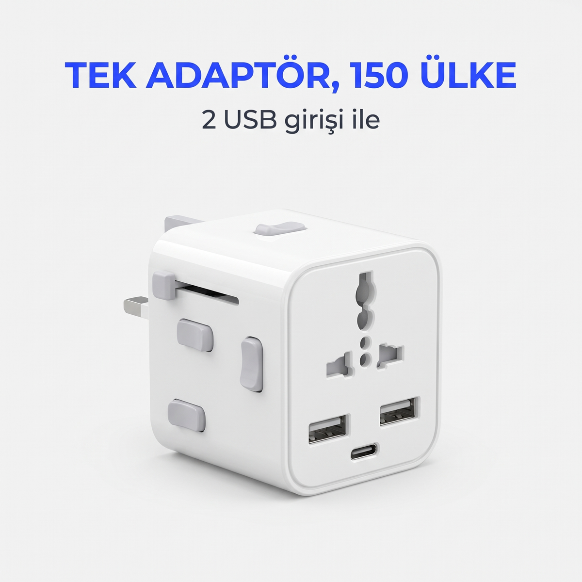 Travelly üniversal seyahat adaptörü 150 ülke uyumlu