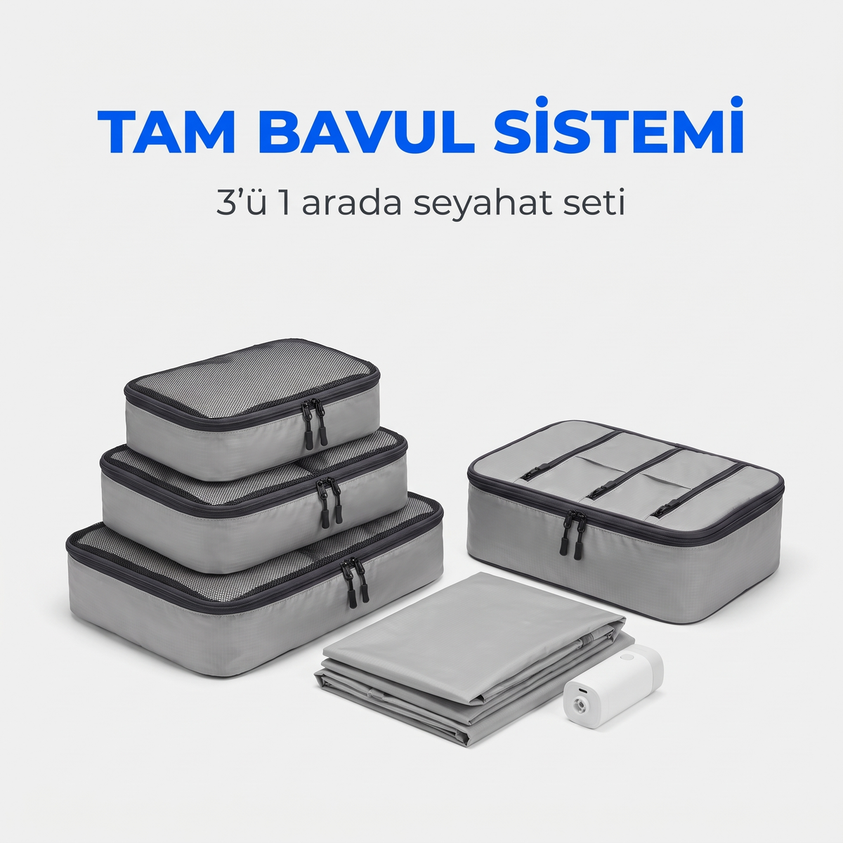 Travelly tam bavul sistemi 3ü 1 arada seyahat seti