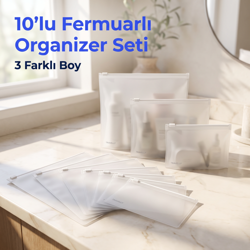 Travelly 10'lu fermuarlı organizer seti