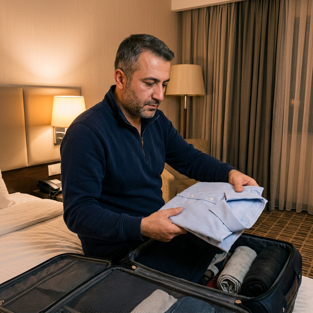 Müşteri fotoğrafı: otel odasında valiz açarken